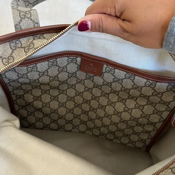 Gucci Brown GG Supreme Web Tote Bag - Picture 10 of 11